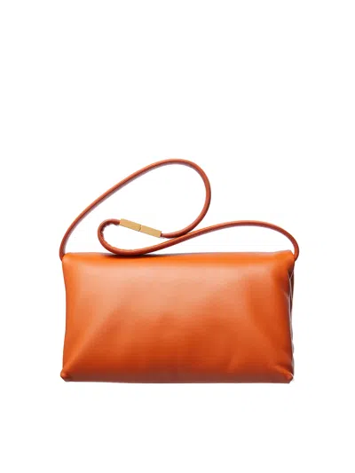 Marni Orange Calfskin Prisma Bag In Arancione