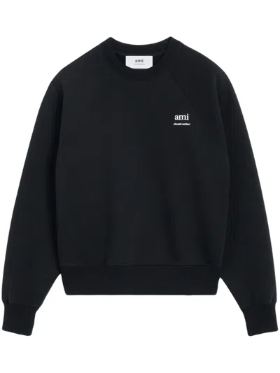 Ami Alexandre Mattiussi Ami Paris Logo Organic Cotton Sweatshirt In Black