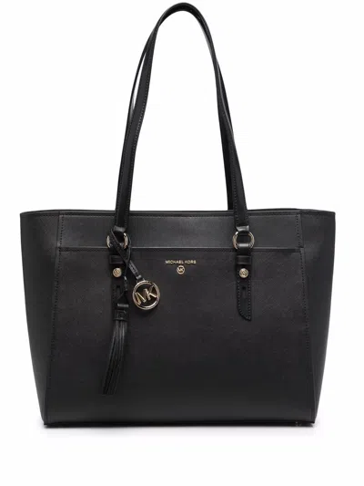 Michael Michael Kors Nomad Leather Shopping Bag In Black