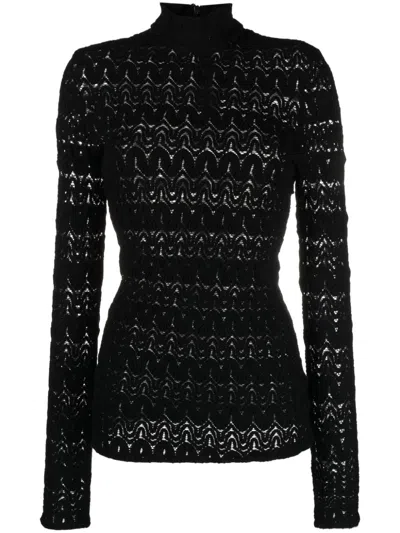 Missoni Open-knit High-neck Jumper In Black