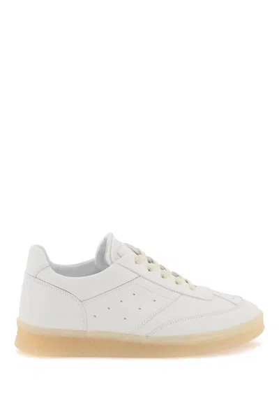 Mm6 Maison Margiela 6 Court Leather Sneakers In White
