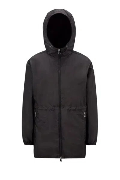 Moncler Hooded Rain Jacket In Black