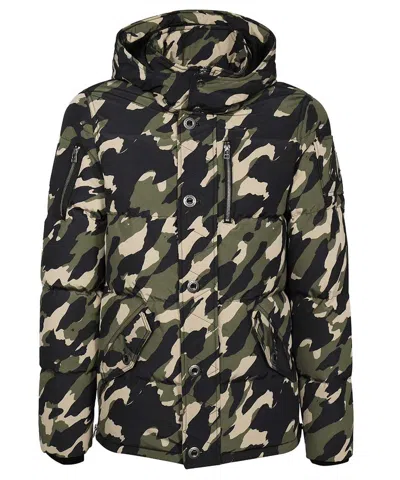 Moose Knuckles Camo Hooded Down Jacket In Green