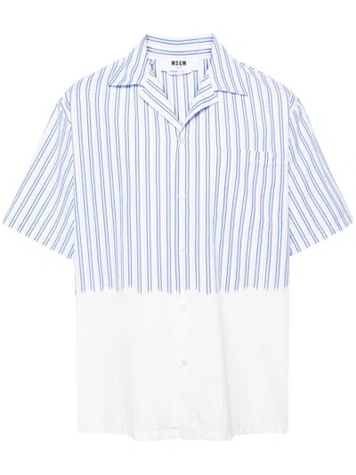 Msgm Pinstriped Cotton Shirt In White
