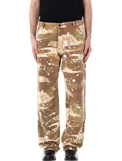 Msgm Dripping Camo Workwear Pants In Gray