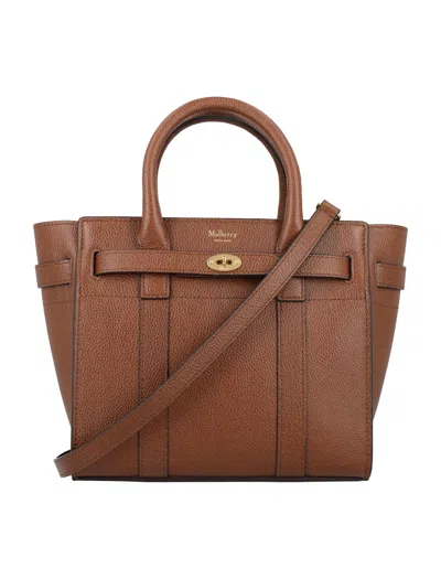Mulberry Leather Oak Mini Zipped Bayswater Handbag For Women In Brown