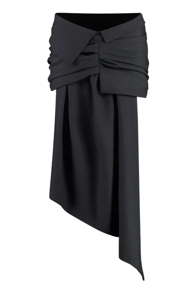 Off-white Box-pleat Asymmetric Skirt In Black