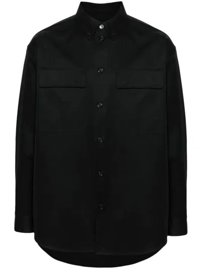 Off-white Logo-embroidered Cotton Shirt In Black