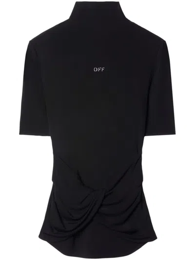 Off-white Logo-print Twisted Top In Black