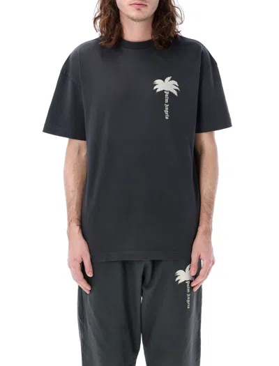Palm Angels T-shirt Con Stampa Palm Tree In Gray