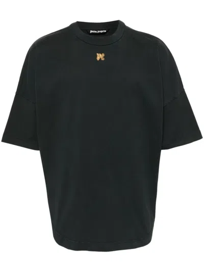 Palm Angels Cotton Graphic Logo T-shirt In Black