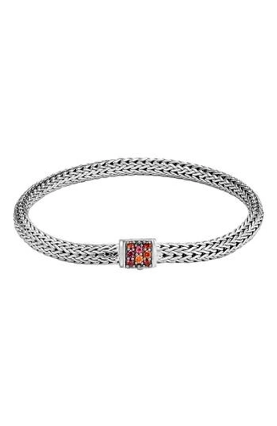 John Hardy Extra Small Classic Chain Bracelet With Red Sapphire In Red/silver