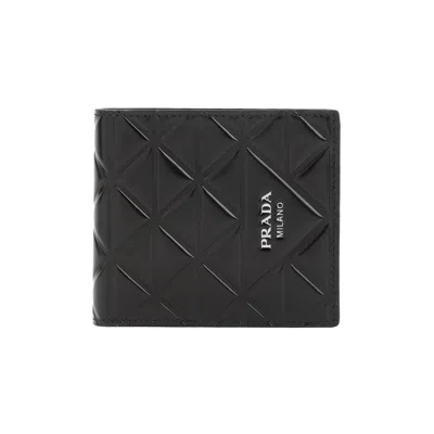 Prada Brushed Leather Wallet In Black