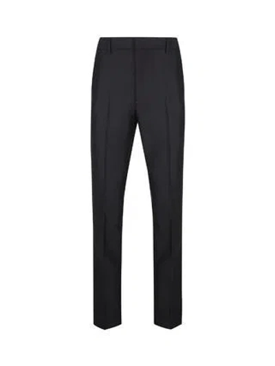 Prada Wool Blend Tailored Trousers In Black