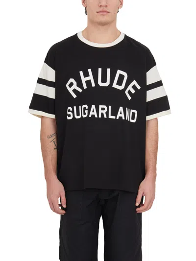Rhude Sugarland Ringer Cotton T-shirt In Black
