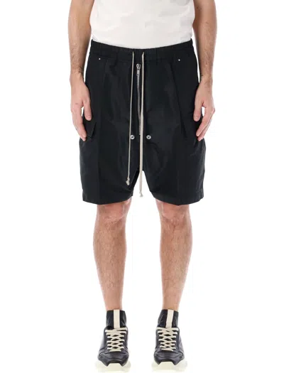 Rick Owens Cargo Bela Short Shorts In Black Cotton