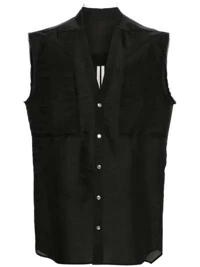 Rick Owens Raw Cut-detailing Vest In Black