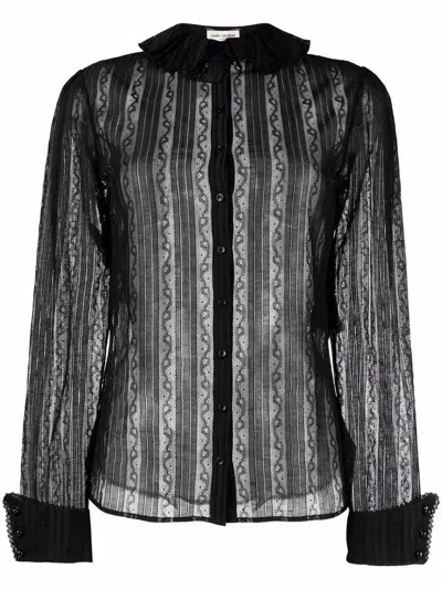 Saint Laurent Patchwork Shirt Clothing In Black