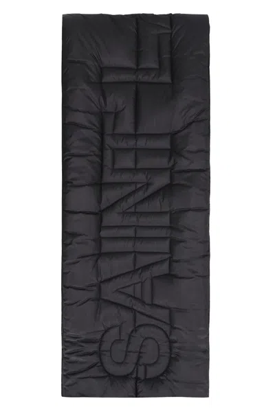 Saint Laurent Logo Quilted Scarf In Black