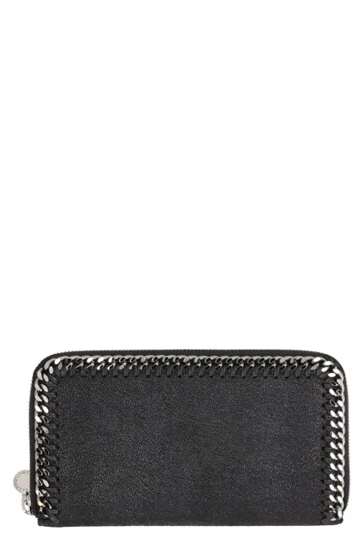 Stella Mccartney Falabella Zip Around Wallet In Black