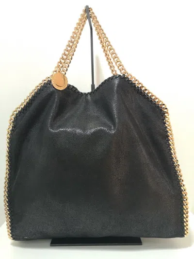 Stella Mccartney Fold Over Tote Handbag In Cream With Gold-tone Diamond-cut Chain In Black