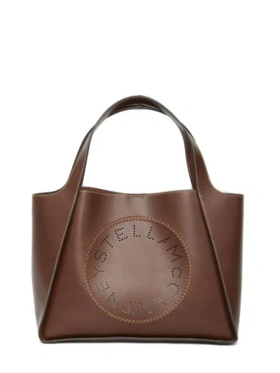 Stella Mccartney Logo-perforated Faux-leather Tote Bag In Brown
