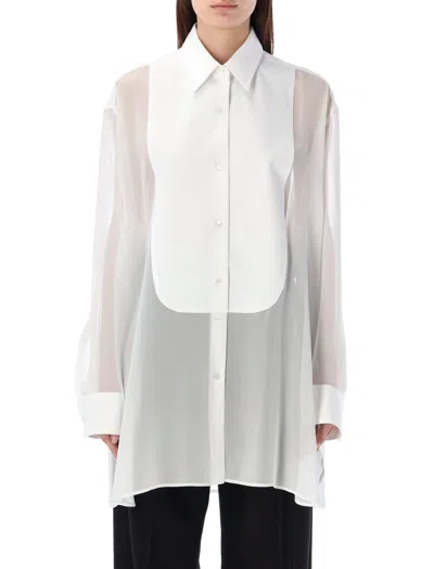Stella Mccartney Silk Chiffon Tuxedo Shirt In White