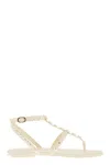 Stuart Weitzman Embellished Pearlita Thong Sandals In Seashell