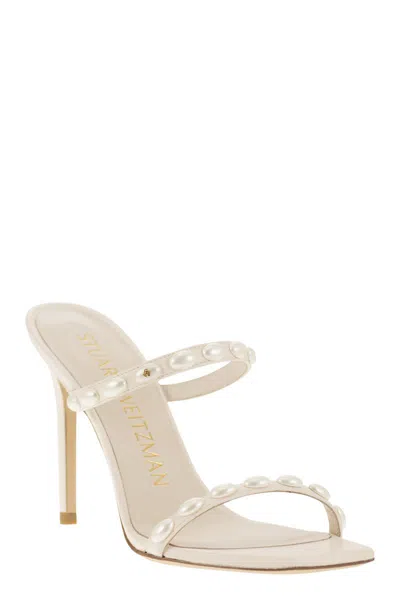 Stuart Weitzman Embellished Pearlita Sandals In White