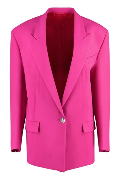 Attico The  Glen Single-breasted One Button Jacket In Pink