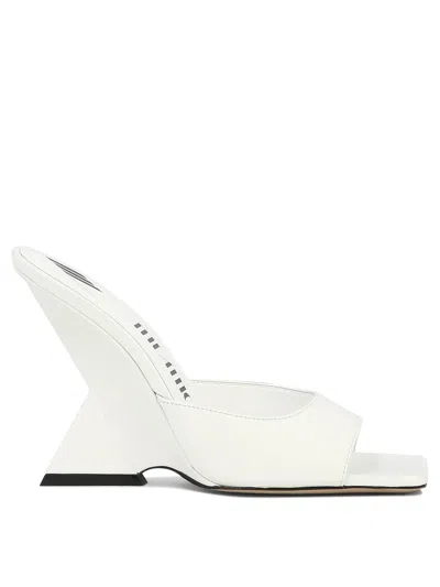 Attico Women's Cheope 105mm Sculpted-wedge Mules In White