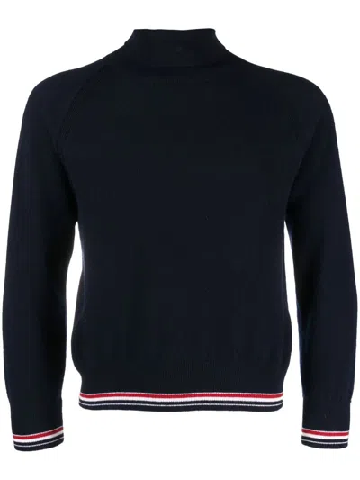 Thom Browne Cashmere Turtle Neck Sweater In Blue