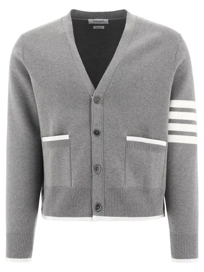 Thom Browne Men's Grey 4-bar Cardigan With Box Fit In Gray