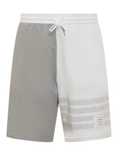 Thom Browne Panelled Cotton Track Shorts In Grey