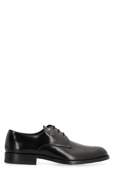 Tod's Leather Derby Shoes In Black