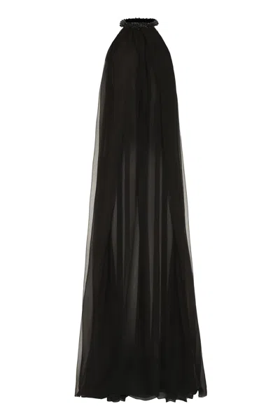 Tom Ford Crystal-embellished Maxi Silk Dress In Black