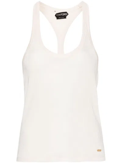 Tom Ford Ribbed-knit Racerback Top In Tan