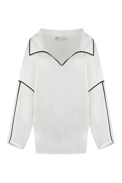 Tory Burch Linen Blouse In White