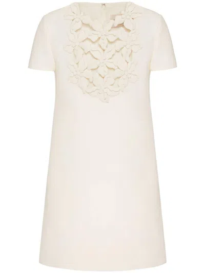 Valentino Embroidered Silk Dress In White