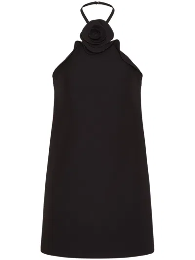 Valentino Floral Appliqué Halterneck Dress In Black