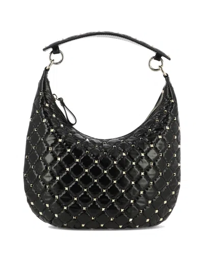 Valentino Garavani Black Rockstud Spike Small Shoulder Handbag For Women