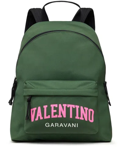 Valentino Garavani Logo-print Backpack In Green