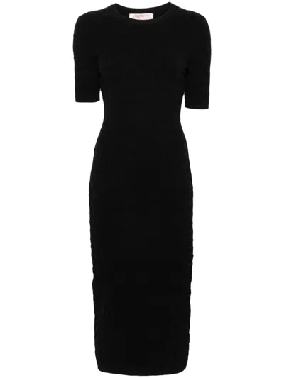 Valentino Short-sleeve Midi Dress In Black
