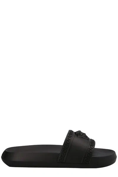 Versace Slide Rubber Tonal In Black
