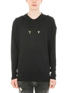 BALMAIN HOODIE BLACK WOOL SWEATER,W7H8078J097