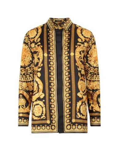 Versace Baroque Pattern Long Sleeved Shirt In Multicolor