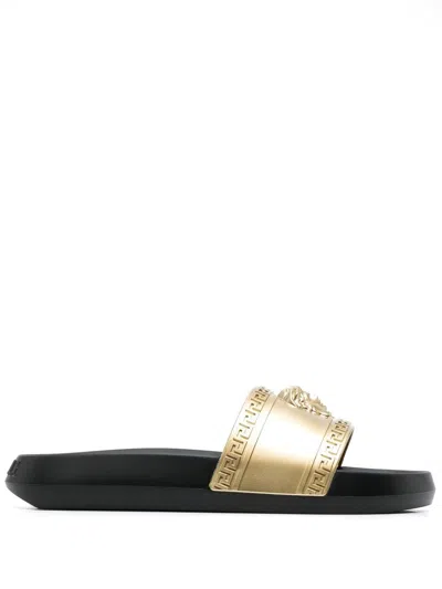 Versace Slides In Black,gold