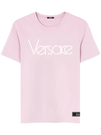 Versace T-shirt With Logo In Pink