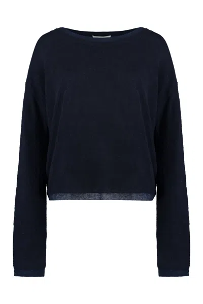 Vince Long Sleeve Crew-neck Sweater In Blue