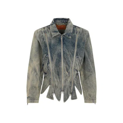 Y/project Detachable-sleeve Denim Jacket In Light Blue